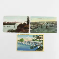 Lot Of 3 Vintage Oregon Bridge Postcards Portland Salem North Bend