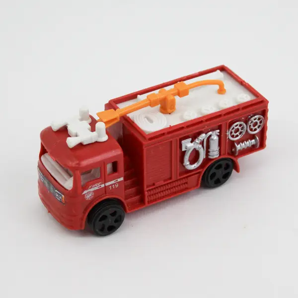 Lot of 4 Plastic Toy Cars - Fire Engine, Police Car, Ambulance, Dump Truck