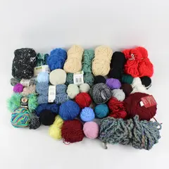 Lot of 40 Vintage Mixed Brand/Color/Texture/Gauge Leftover Yarn Skeins
