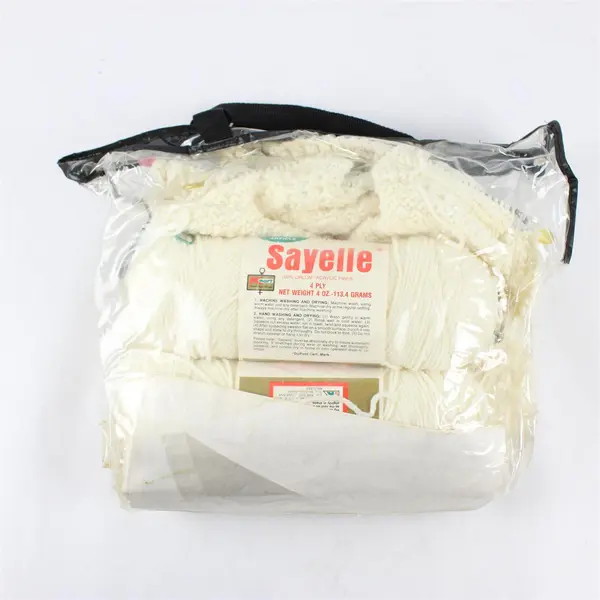 Vintage 80's Sayelle Un-Finished Object - Knit Sweater + 4 Full Skeins of Yarn 