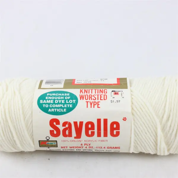 Vintage 80's Sayelle Un-Finished Object - Knit Sweater + 4 Full Skeins of Yarn 