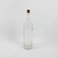 Decorative Clear Embossed Glass Bottle 12.25" with Cork