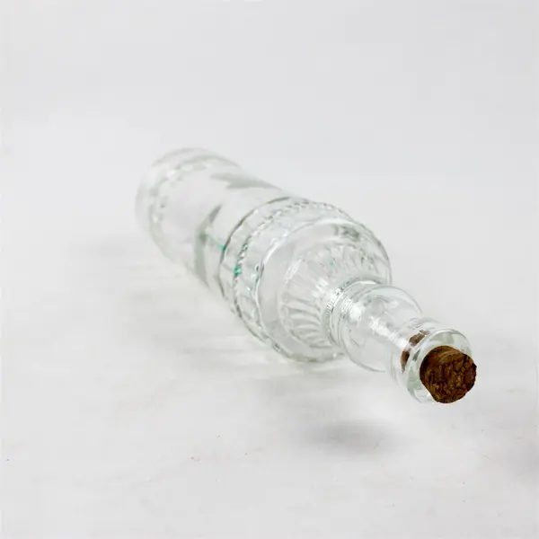 Decorative Clear Embossed Glass Bottle 12.25" with Cork