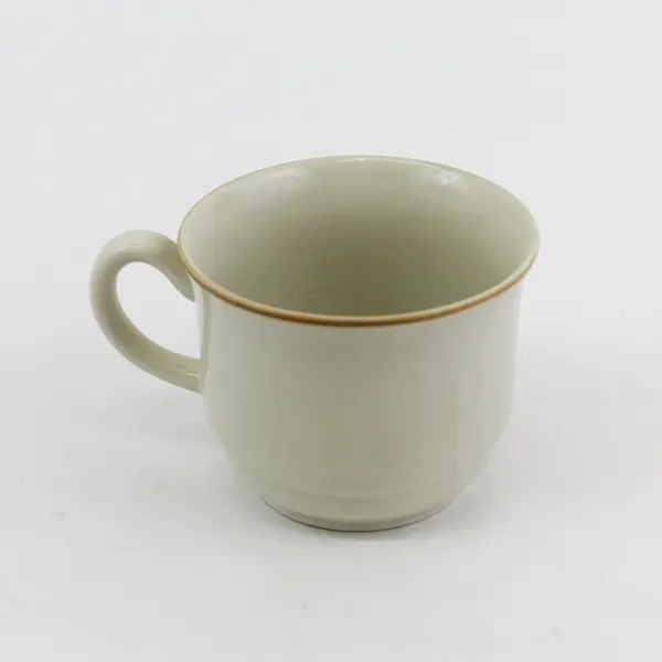 Sweet Flowers Collection by Japan Flat Stoneware Cup Tan Brown Band 
