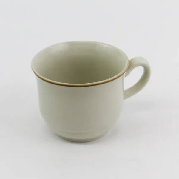 Sweet Flowers Collection by Japan Flat Stoneware Cup Tan Brown Band 