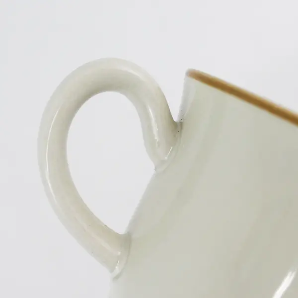 Sweet Flowers Collection by Japan Flat Stoneware Cup Tan Brown Band 