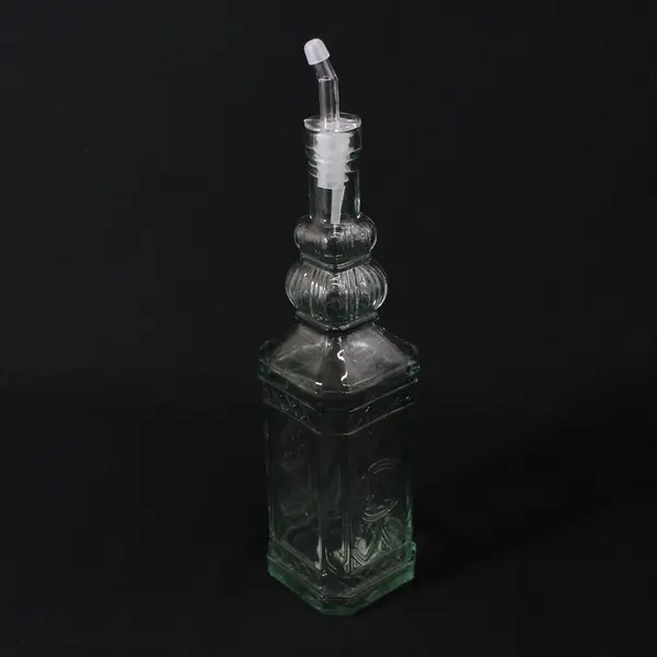 New Green Glass Bottle with Pourer - Dispenser Barware