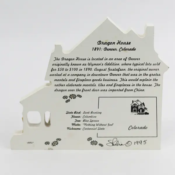 1995 Vintage Wood Dragon Shelf Sitter House Denver CO Folk Art