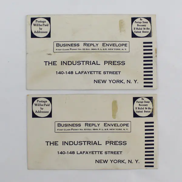 Lot Of 2 Vintage Industrial Press Prepaid Business Reply Envelopes 