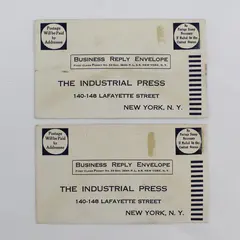 Lot Of 2 Vintage Industrial Press Prepaid Business Reply Envelopes 