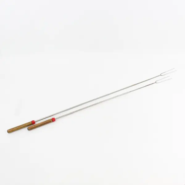 Set 4 Telescoping Roasting Forks Stainless Steel Wood Handle Camping Grilling