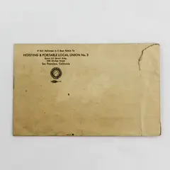 Vintage Hoisting & Portable Local Union No 3 San Francisco California Envelope 