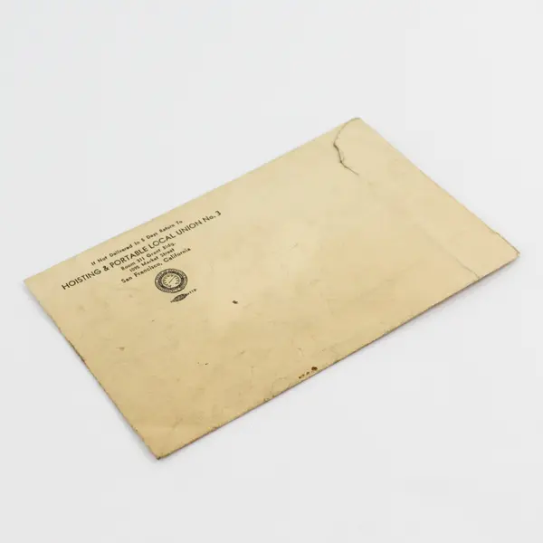 Vintage Hoisting & Portable Local Union No 3 San Francisco California Envelope 
