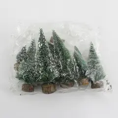 Lot of 7 Mini Snow-Covered Christmas Trees Tabletop Village Decor