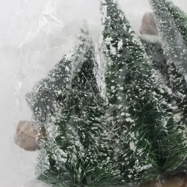 Lot of 7 Mini Snow-Covered Christmas Trees Tabletop Village Decor