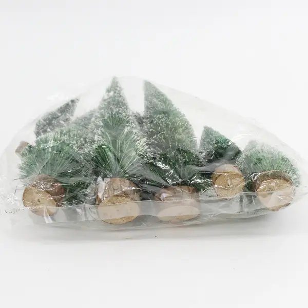 Lot of 7 Mini Snow-Covered Christmas Trees Tabletop Village Decor