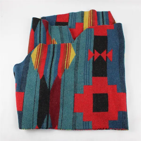 Vintage Lot of 3 Western/Indigenous Jacquard Design Cut Wool Fabric Remnants