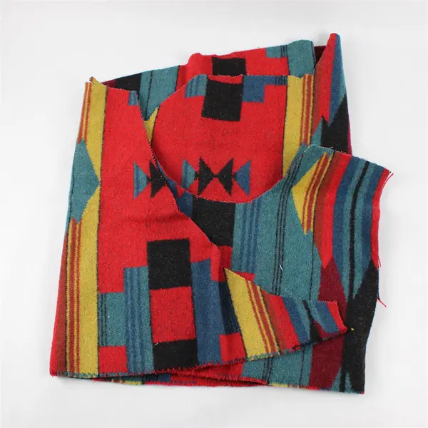 Vintage Lot of 3 Western/Indigenous Jacquard Design Cut Wool Fabric Remnants