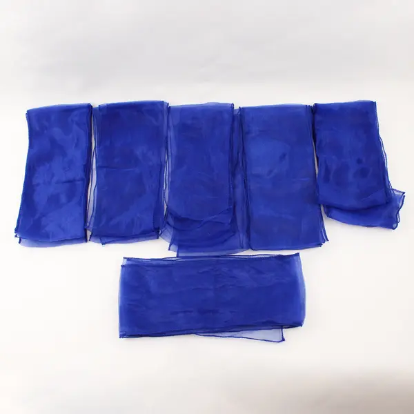 Lot of 6 Royal Blue Organza Fabric Strips - Finished Edges - 5"Wx100"L