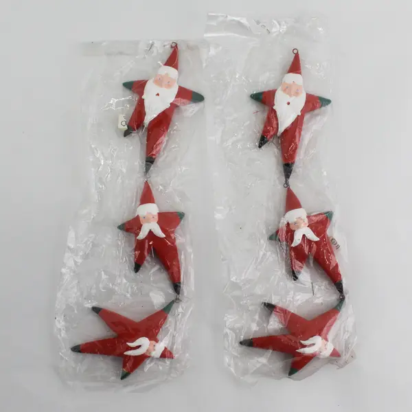 Lot of 2 Department 56 Santa Star Ceramic 3-Pack Holiday Figurines (6pc)
