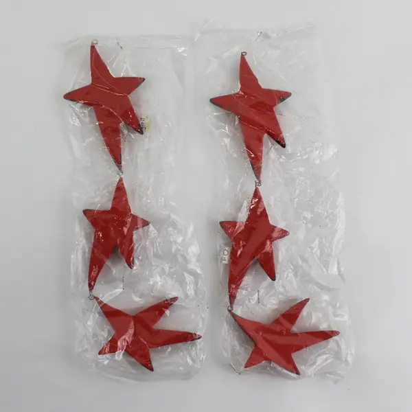 Lot of 2 Department 56 Santa Star Ceramic 3-Pack Holiday Figurines (6pc)