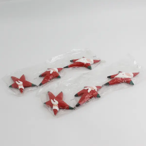 Lot of 2 Department 56 Santa Star Ceramic 3-Pack Holiday Figurines (6pc)