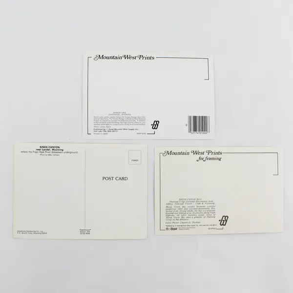 Lot Of 3 VTG Scenic Wyoming Postcards Sheep Creek Bay Mirror Lake Sinks Canyon