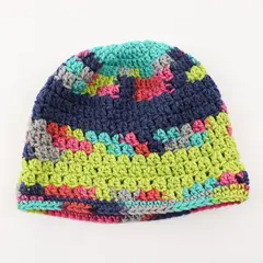 Handmade Adult Size (One Size) Multicolor Moss Stitch Crochet Beanie