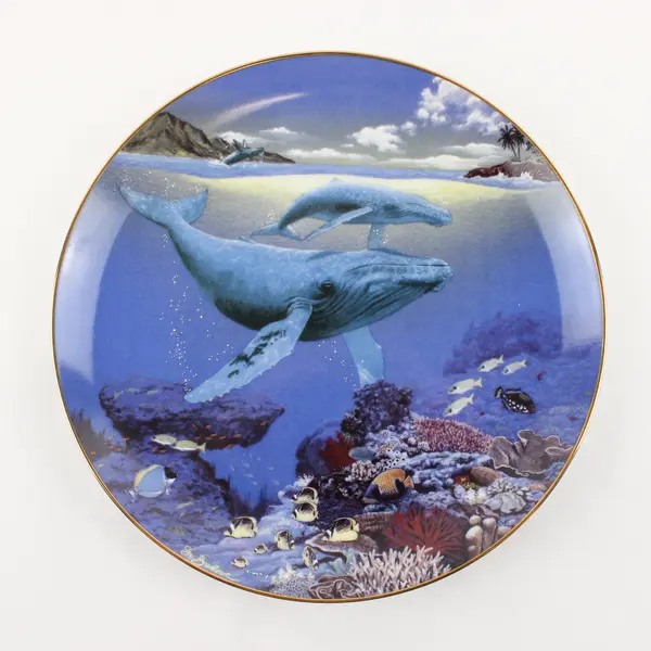 Reco "Our Cherished Seas" Whale Song By Sy Barlowe 1991 Decorative Plate 9.5"