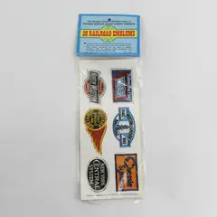 Sealed Pack of 20 Embossed Pressure-Sensitive Railroad Emblems 1978 - New