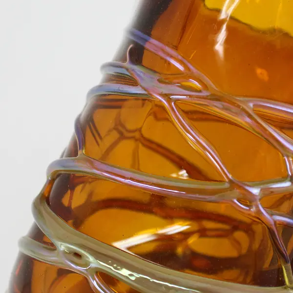 Square Hand Blown Amber Art Glass Vase 5.5"