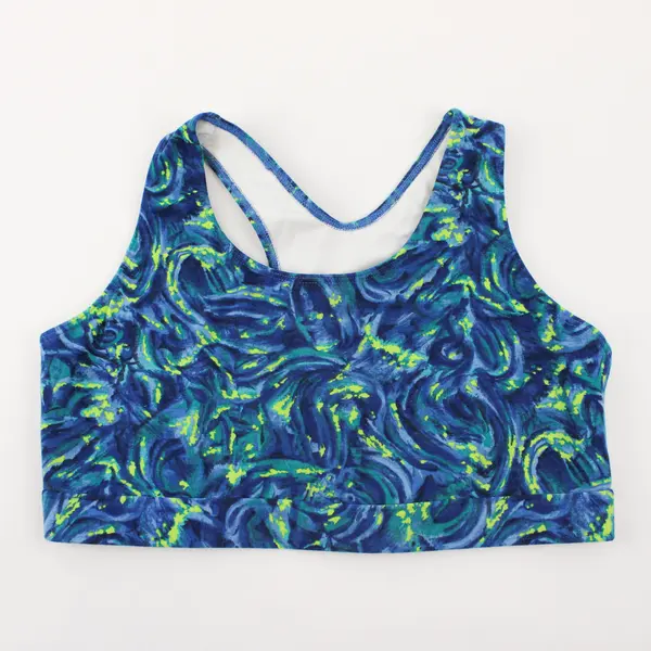 NWOT Champion Women's 2X Blue Tie Dye Moderate Support Racerback Sports Bra