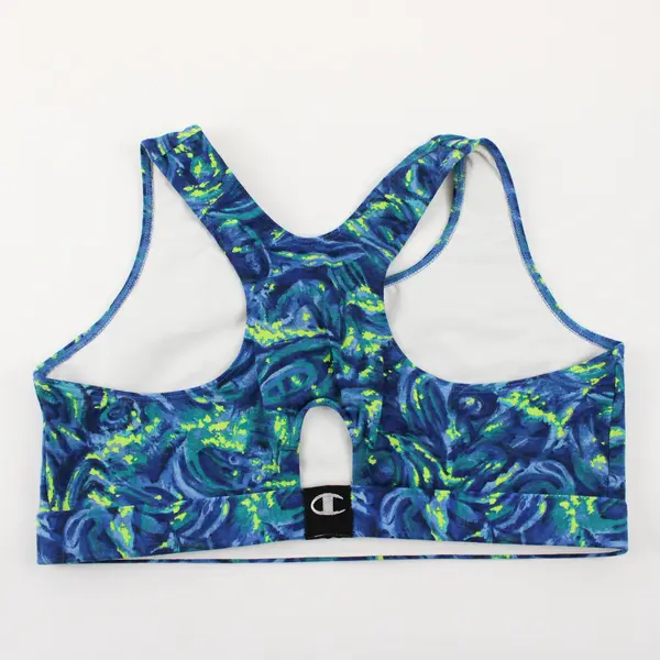 NWOT Champion Women's 2X Blue Tie Dye Moderate Support Racerback Sports Bra