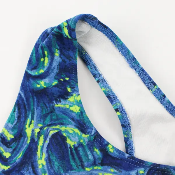 NWOT Champion Women's 2X Blue Tie Dye Moderate Support Racerback Sports Bra