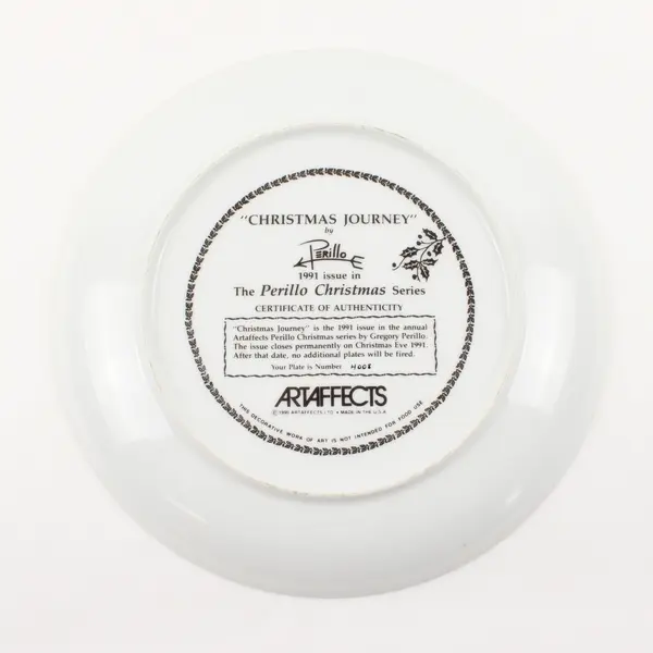 Artaffects "Christmas Journey" Perillo Series 1991 Decorative Plate 9.5"