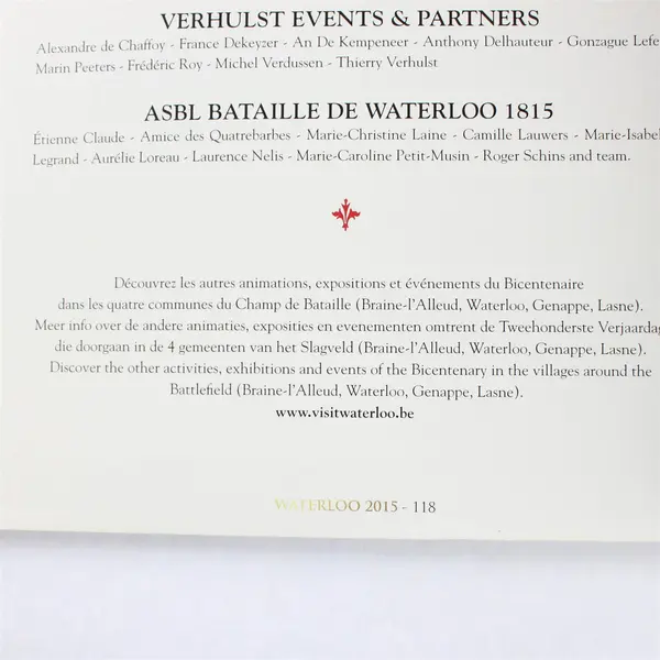 Program Guide Waterloo 2015 Bicentenary of the Battle French Dutch English 2021