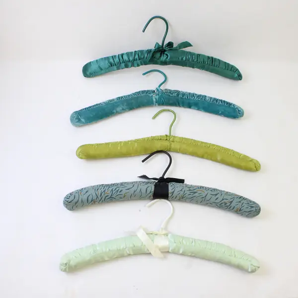 Lot of 5 Blue/Green Fabric Padded Hangers