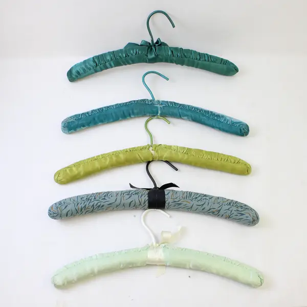 Lot of 5 Blue/Green Fabric Padded Hangers