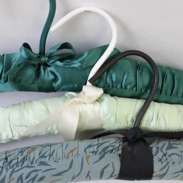 Lot of 5 Blue/Green Fabric Padded Hangers