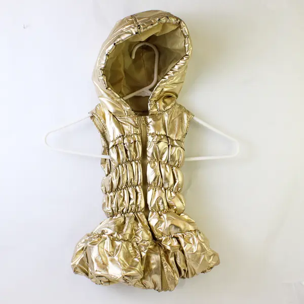 Forever Me 4T Gold Metallic Hooded Puffer Vest Front Zip Toddler