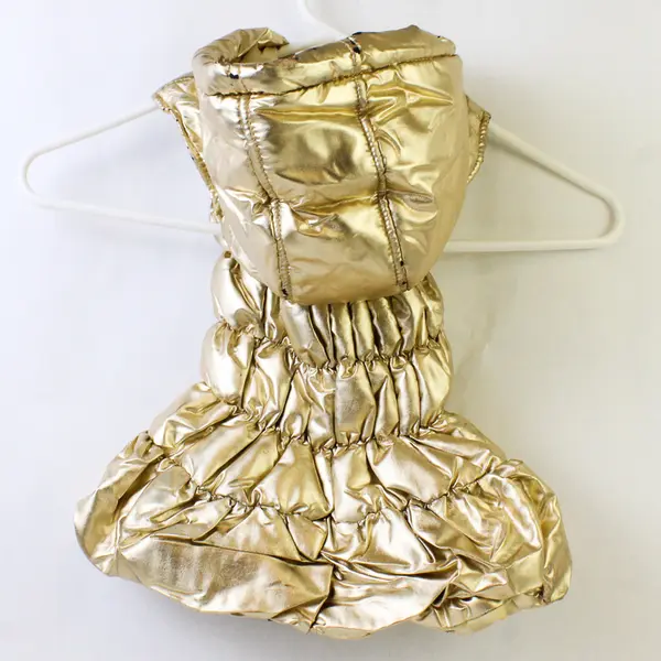 Forever Me 4T Gold Metallic Hooded Puffer Vest Front Zip Toddler