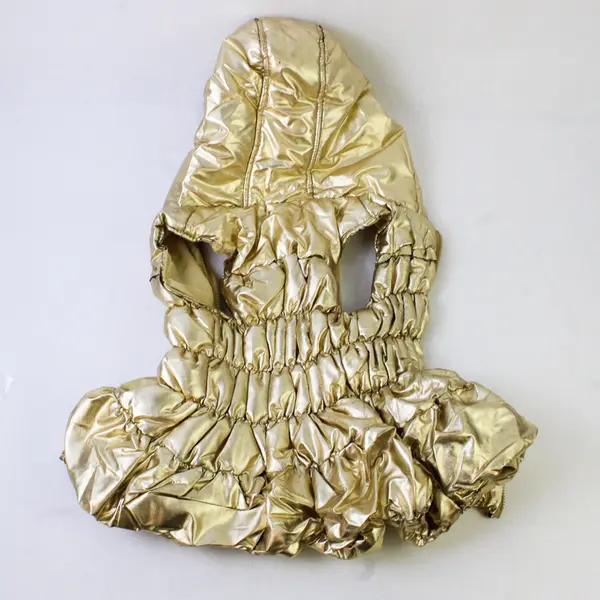 Forever Me 4T Gold Metallic Hooded Puffer Vest Front Zip Toddler