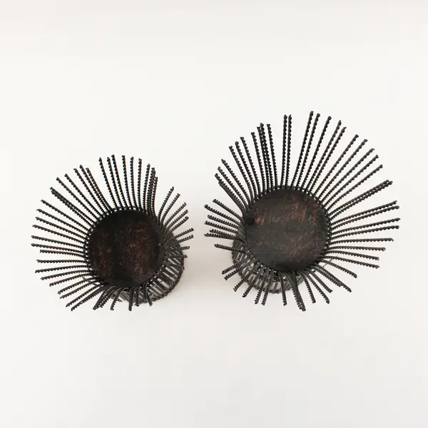 Lot Of Unbranded Matching Metal Wire Pillar Candle Holders 10" Tall & 8" Tall