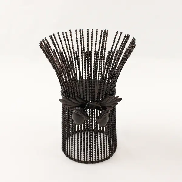 Lot Of Unbranded Matching Metal Wire Pillar Candle Holders 10" Tall & 8" Tall