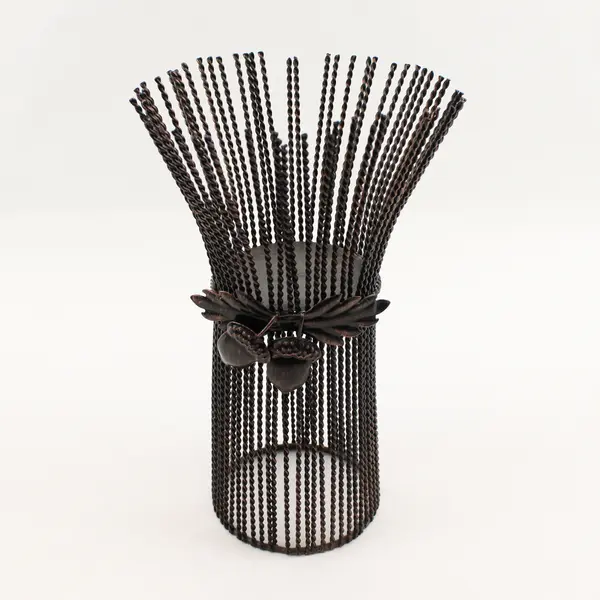 Lot Of Unbranded Matching Metal Wire Pillar Candle Holders 10" Tall & 8" Tall