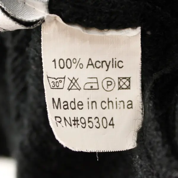 Vintage Perry Ellis Women's XL/2XL Black Knit Ruffle Shawl 60"Wx42"L