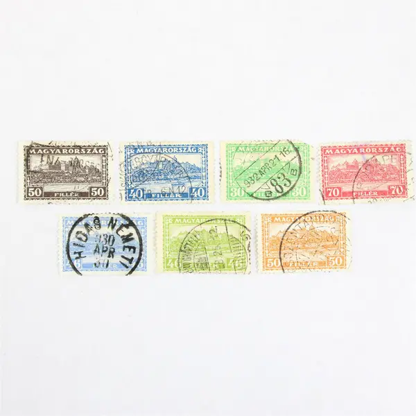 Lot Of 7 Hungary Budapest Palace 30/40/46/50/70 Filler Stamps 1920s