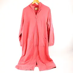 L.L. Bean Women's L Red Knit Cotton Blend Long Full Zip Sweater House Coat