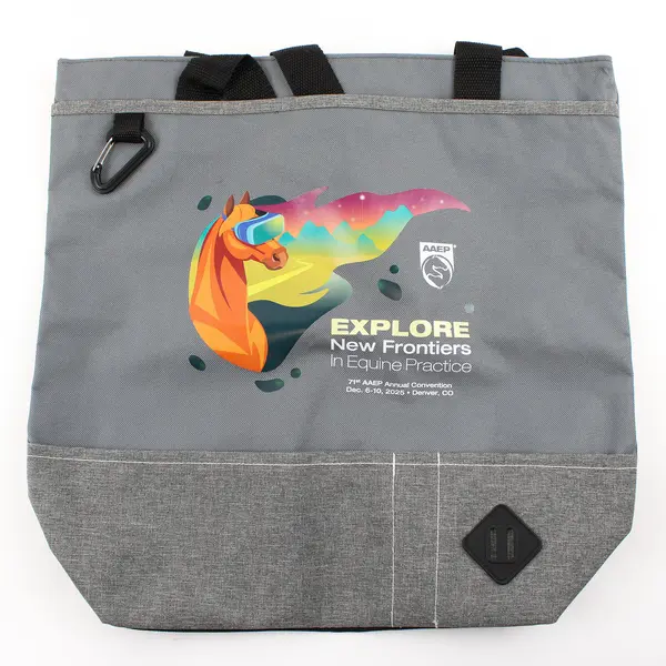 AAEP Pre-Owned Grey Canvas Tote Bag Explore New Frontiers Equine Practice