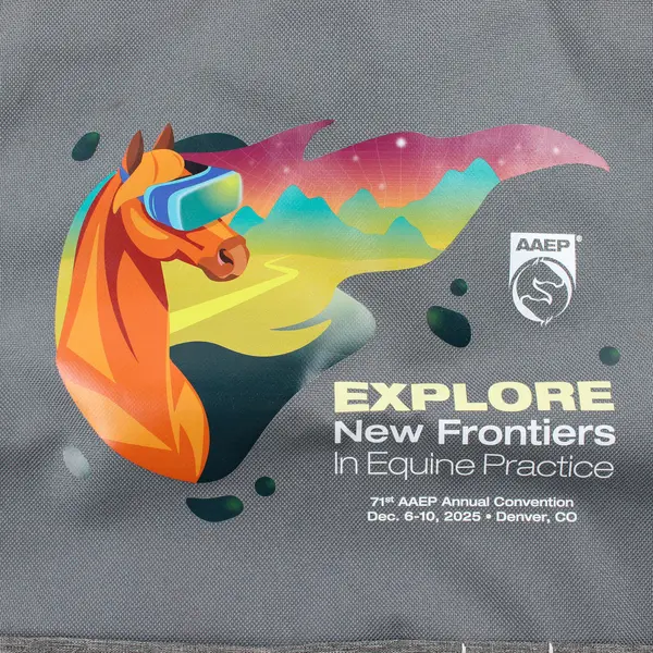AAEP Pre-Owned Grey Canvas Tote Bag Explore New Frontiers Equine Practice